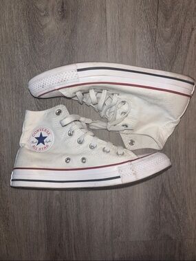 Converse High Top Sneakers in White with Red & Navy Accents